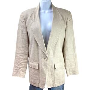 Vintage 90's Linen Blazer Liz Claiborne Collection 12 Made in USA